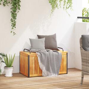 VidaXL tömör akácfa és acél kültéri párnatartó láda 85 x 45 x 45/53 cm