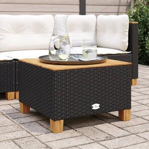 VidaXL fekete polyrattan és akácfa kerti asztal 55 x 55 x 36 cm