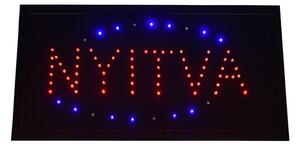 „Nyitva” LED tábla / villogó kék kerettel