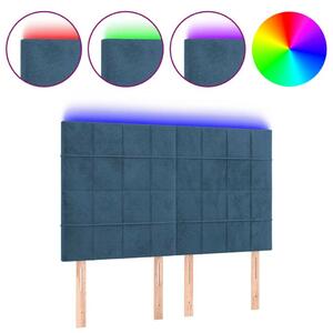 VidaXL sötétkék bársony LED-es fejtámla 144x5x118/128 cm