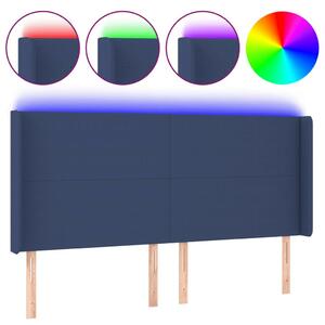 VidaXL Kék Szövet LED Ágyfejtámla - 163x16x118/128cm