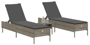 VidaXL 2 db világosszürke polyrattan napozóágy párnával