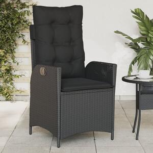 VidaXL 2 db fekete polyrattan dönthető kerti szék párnával