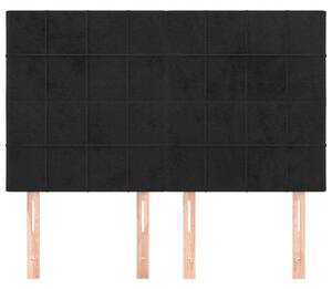 Bársony Fejtámla Szett - 4 db - Fekete - 72x5x78/88cm