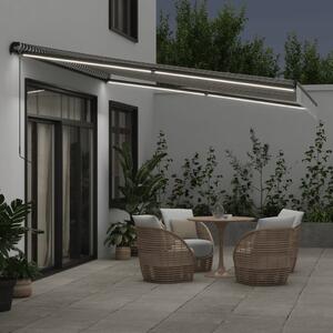 VidaXL antracitszürke-fehér LED-es kézi napellenző 400 x 300 cm