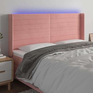 VidaXL rózsaszín bársony LED-es fejtámla 163x16x118/128 cm