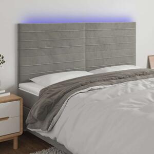 VidaXL LED-es Bársony Fejtámla - Világosszürke - 160cm