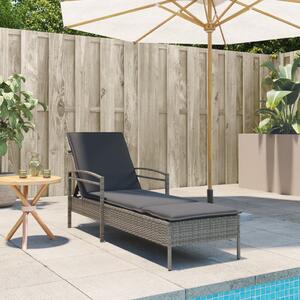 VidaXL szürke polyrattan napozóágy párnával 63x200x81 cm