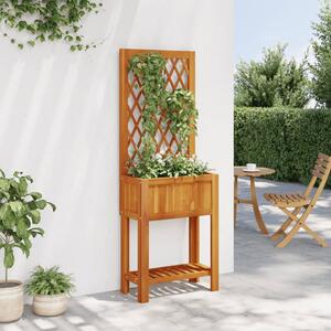 VidaXL tömör akácfa rácsos ültetőláda polccal 55 x 29,5 x 152 cm