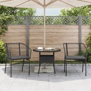 VidaXL 2 db fekete polyrattan kerti szék párnával