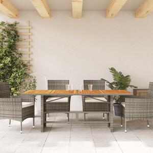 VidaXL szürke polyrattan kerti asztal akácfa lappal 190 x 80 x 75 cm