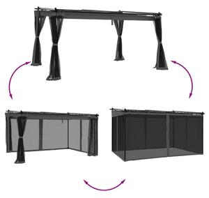 VidaXL antracitszürke acél pavilon hálós oldalakkal 4 x 3 m