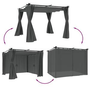 VidaXL antracitszürke acél pavilon függönyökkel 3 x 3 m