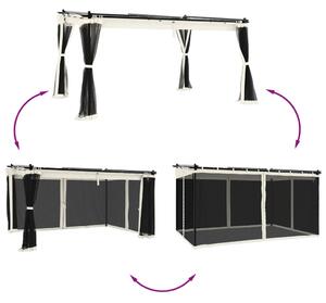 VidaXL krémszínű acél pavilon hálós oldalakkal 4 x 3 m