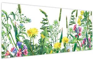 Kép - Festett réti virágok (120x50 cm)
