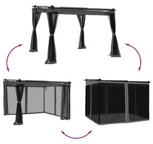 VidaXL antracitszürke acél pavilon hálós oldalakkal 3 x 3 m