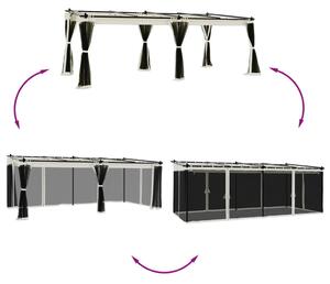 VidaXL krémszínű acél pavilon hálós oldalakkal 6 x 3 m