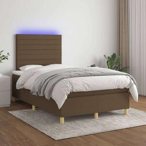 VidaXL barna szövet rugós és LED-es ágy matraccal 120 x 200 cm