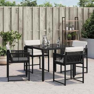 VidaXL 4 db fekete polyrattan kerti szék párnával