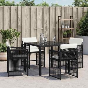VidaXL 4 db fekete polyrattan kerti szék párnával