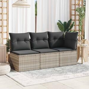 VidaXL világosszürke polyrattan kerti sarokkanapé párnával
