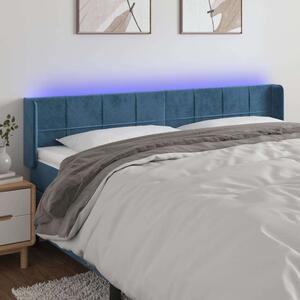 Bársony Ágytámlá LED-es - Sötétkék - 203cm