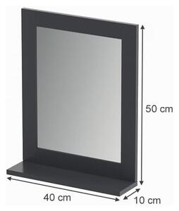 Vicco Vilda fali tükör tárolópolccal, 40 × 50 cm, szürke
