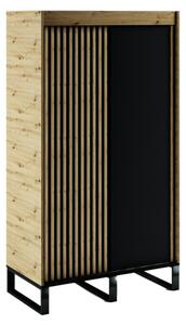 AMERIKO LOFT tolóajtós szekrény, 120x212x62, artisan tölgy/fekete