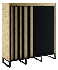 AMERIKO LOFT tolóajtós szekrény, 200x212x62, artisan tölgy/fekete