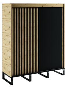 AMERIKO LOFT tolóajtós szekrény, 180x212x62, artisan tölgy/fekete
