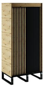 AMERIKO LOFT tolóajtós szekrény, 100x212x62, artisan tölgy/fekete