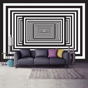 Fotótapéta - Fehér és fekete 3D-s alagút (152,5x104 cm)