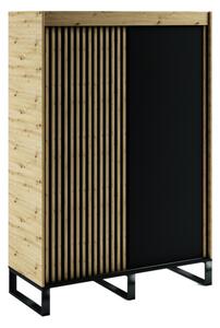 AMERIKO LOFT tolóajtós szekrény, 150x212x62, artisan tölgy/fekete