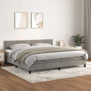 VidaXL világosszürke bársony rugós ágy matraccal 200x200 cm