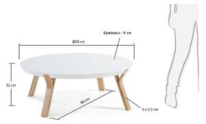 Solid fehér dohányzóasztal, ⌀ 90 cm - Kave Home