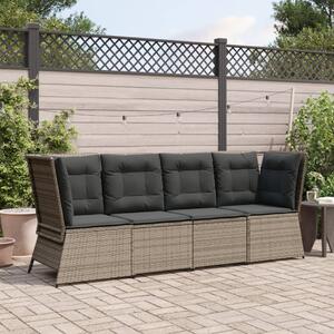 VidaXL szürke polyrattan kerti sarokkanapé párnával