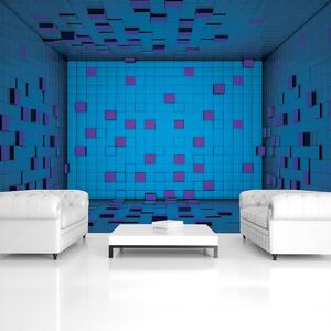 Fotótapéta - 3D szoba kék kockákból (152,5x104 cm)