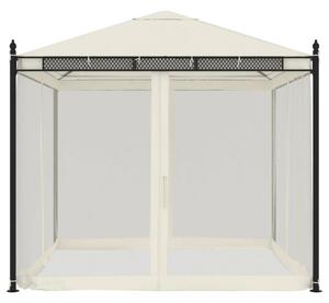 VidaXL krémszínű acél pavilon hálós oldalakkal 2,93 x 2,93 m