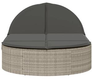 VidaXL világosszürke polyrattan dupla napozóágy párnával