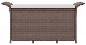VidaXL barna polyrattan kerti pad párnával 116 x 46 x 57 cm