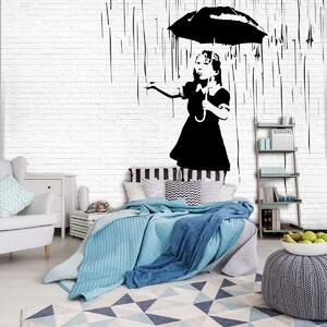 Fotótapéta - Lány esernyővel az esőben (152,5x104 cm)