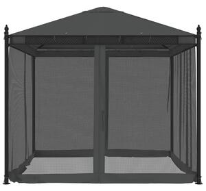 VidaXL antracitszürke acél pavilon hálós oldalakkal 2,93 x 2,93 m