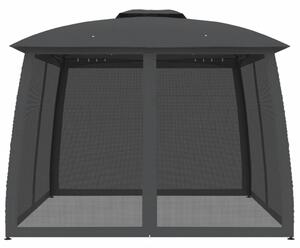 VidaXL antracit acél dupla tetős pavilon hálós falakkal 2,93 x 2,93 m