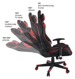 KONDELA Irodai/gamer szék Bluetooth hangszórókkal, fekete/piros, CARPI