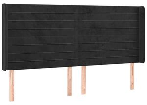 VidaXL Bársony Ágytámlá - Fekete - 203x16x118/128cm