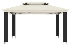 VidaXL krémszínű acél dupla tetős pavilon 3,94 x 2,96 m