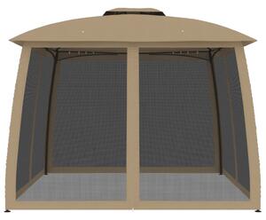 VidaXL tópszínű acél dupla tetős pavilon hálós falakkal 2,93 x 2,93 m