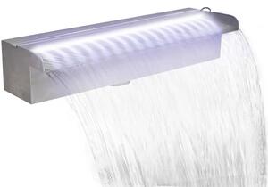 VidaXL Négyszögletes rozsdamentes acél medence szökőkút LED fényekkel 45 cm