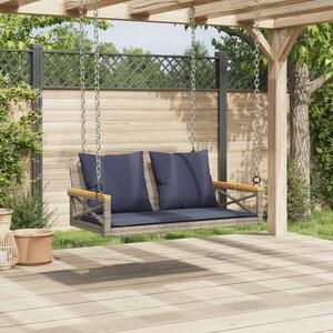 VidaXL szürke polyrattan hintapad párnákkal 109 x 62 x 40 cm