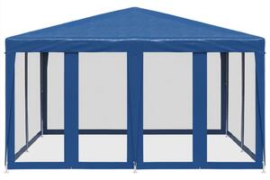 VidaXL kék HDPE rendezvénysátor 8 hálós oldalfallal 4 x 4 m